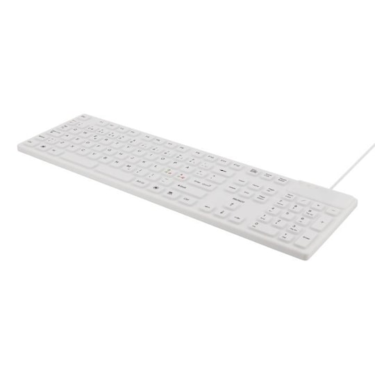 DELTACO tastatur i silikon, IP68, full størrelse, 105 taster, hvit - Elkjøp