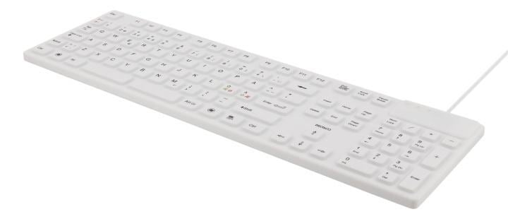 DELTACO tastatur i silikon, IP68, full størrelse, 105 taster, hvit - Elkjøp
