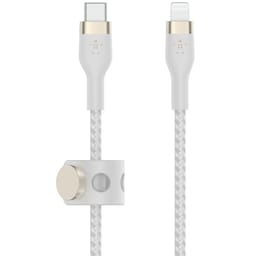 Belkin BoostCharge Pro Flex USB-C til Lightning-kabel (hvit)