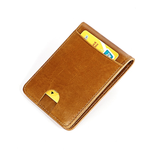 Premium skinn kortholder lommebok RFID brun - Elkjøp