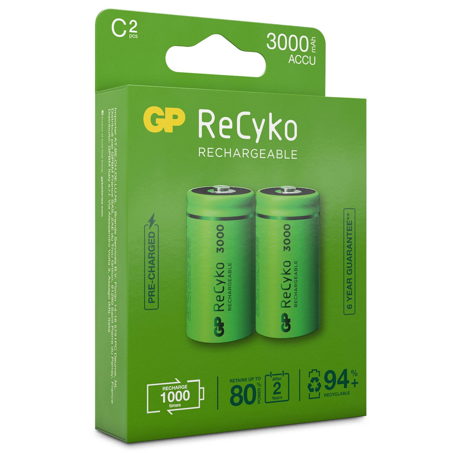 ReCyko Oppladbare C-batterier 3000mAh 2-s - Elkjøp