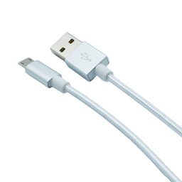 Nylon Micro USB-kabel Hurtiglading Sølv 2 m