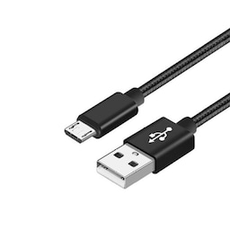 Nylon Micro USB-kabel Hurtiglading Sort 1 m