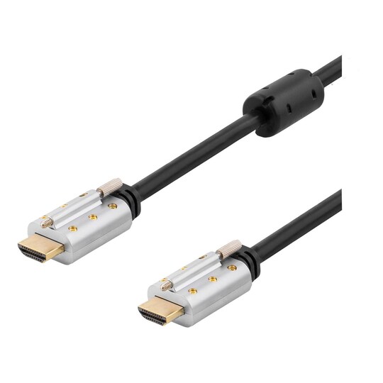 DELTACO HDMI cable, lockable, HDMI High Speed with Ethernet, 1,5 - Elkjøp