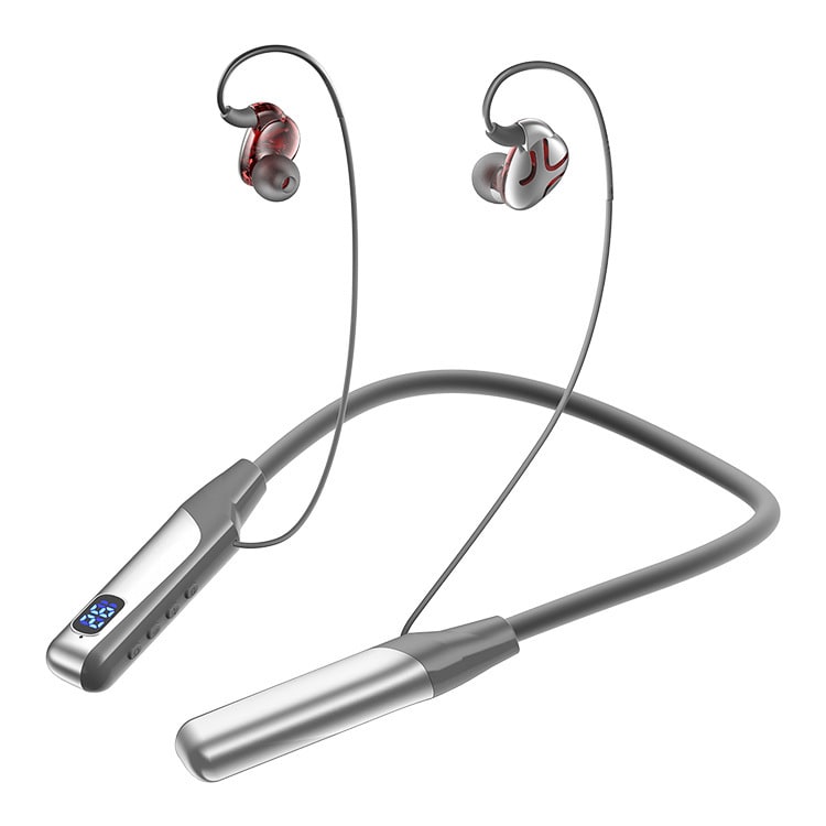 Bluetooth-hodetelefoner med nakkebånd V5.3 Sølv - Elkjøp