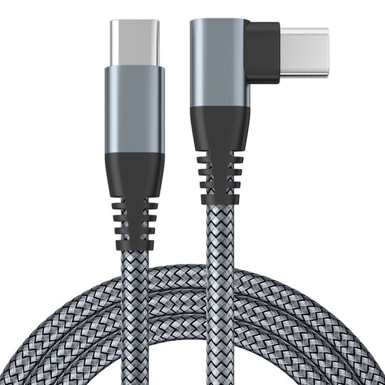 USB-C lader med vinklet kontakt 60 W hurtiglading Grå 2 m - Elkjøp