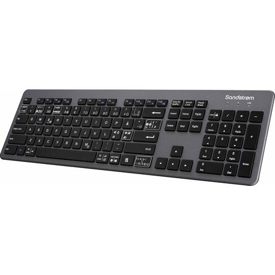 Sandstrøm slankt trådløst tastatur (grå/sort) - Elkjøp