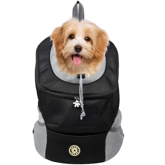 Hundryggsäck transportväska för hund (M) Svart - Elkjøp