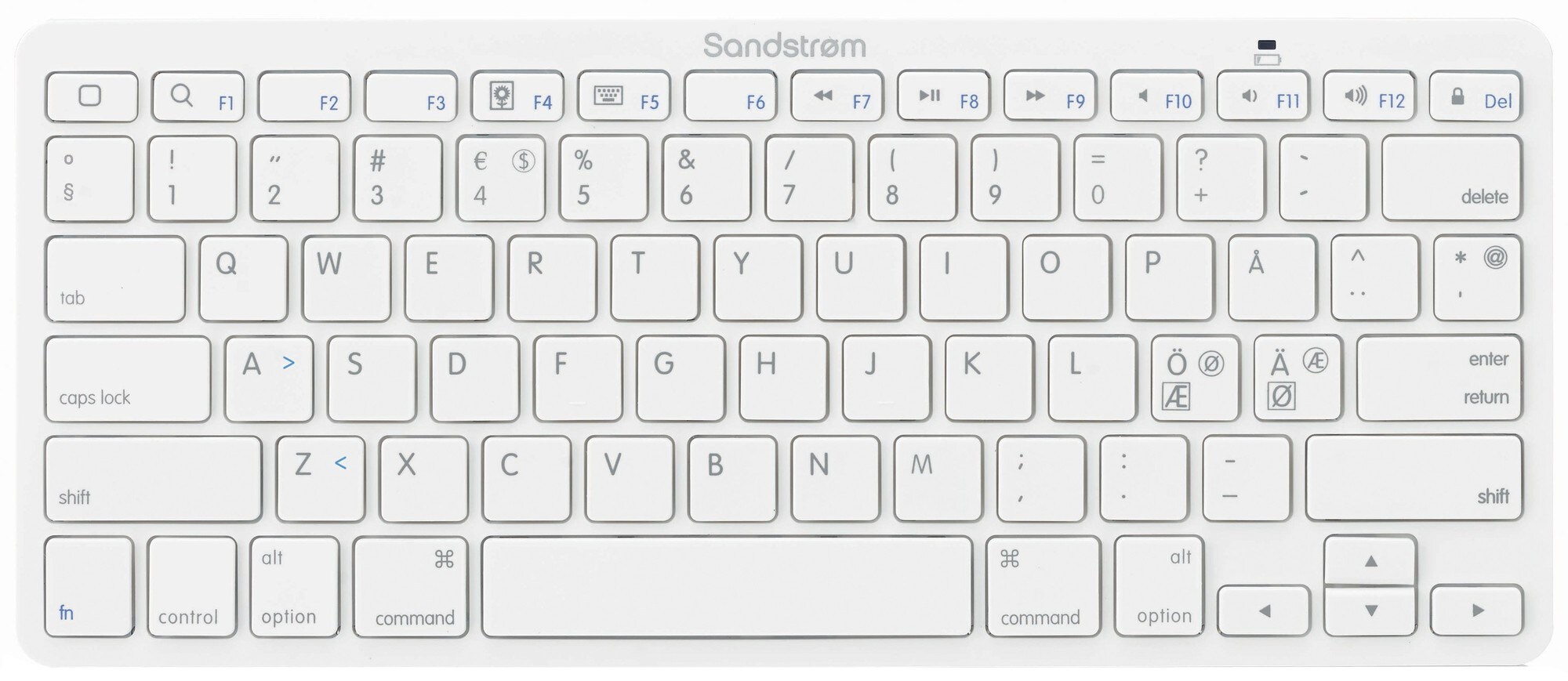 Sandstrøm trådløst tastatur (hvit) - Elkjøp