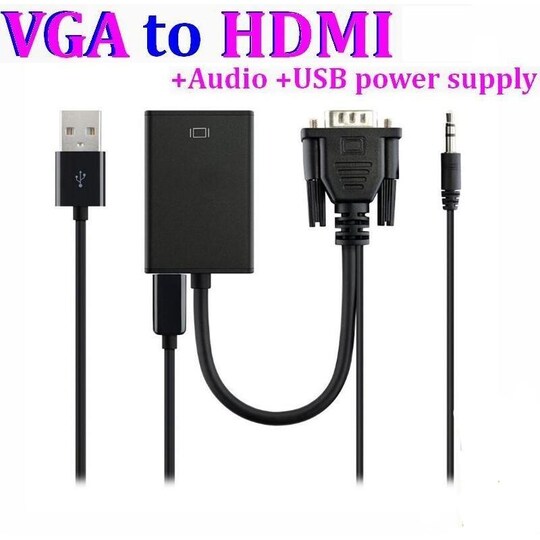 NÖRDIC VGA til HDMI adapter 1080p 60Hz HDCP 1.2 - Elkjøp