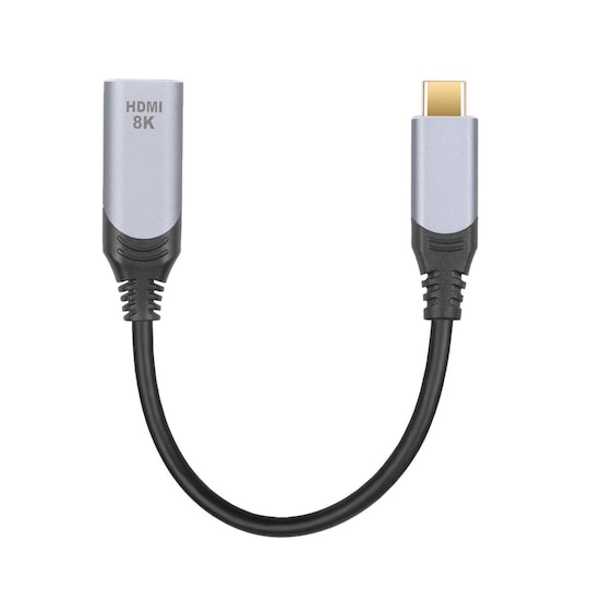 NÖRDIC 20 cm adapter USB-C til HDMI 2.1 8K30Hz 4K120Hz 48Gbps HDR  Kompatibel med Thunderbolt 3 og 4 - Elkjøp