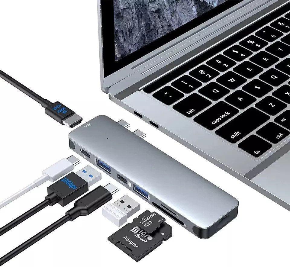 NÖRDIC 2 til 7 USB-C dokkingstasjon for doble skjermer for MacBook Pro og  Air 1xHDMI 4K60Hz 1xThunderbolt 3 USB-C 5K60Hz 40G 1xUSB-C 100W PD - Elkjøp