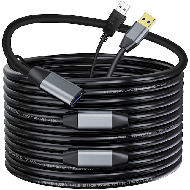 NÖRDIC Active 15m USB3.1 jatkokaapeli 5Gbps USB Uros-naaras Xbox, PS5, Oculus, tulostimelle, skannerille, Playstationille, VR USB-jatkokaapelille