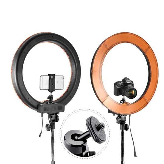 Studio LED Ring Lamp Selfie 48cm Diameter Dimmable Justerbar med bredde på  farger og 2M Stand Ring Light Studio - Elkjøp