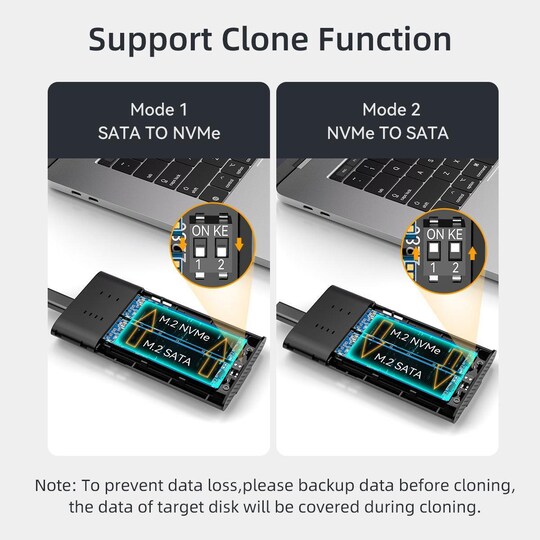 Maiwo Ekstern HDD-klonkabinett M.2 SATA og NVMe SSD USB3.2 10 Gbps 1:1 HDD- klon - Elkjøp