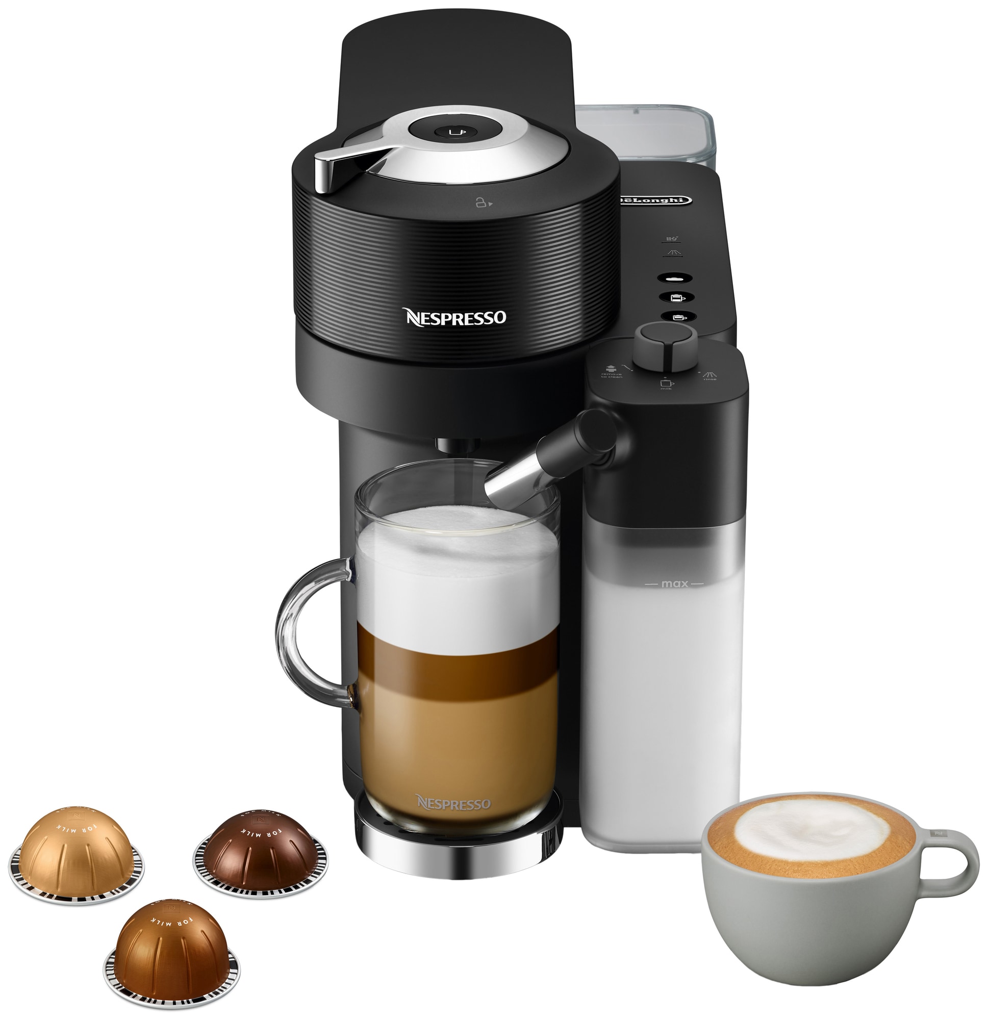 Nespresso Vertuo Lattissima kaffemaskin fra Delonghi ENV300.B (sort) -  Elkjøp