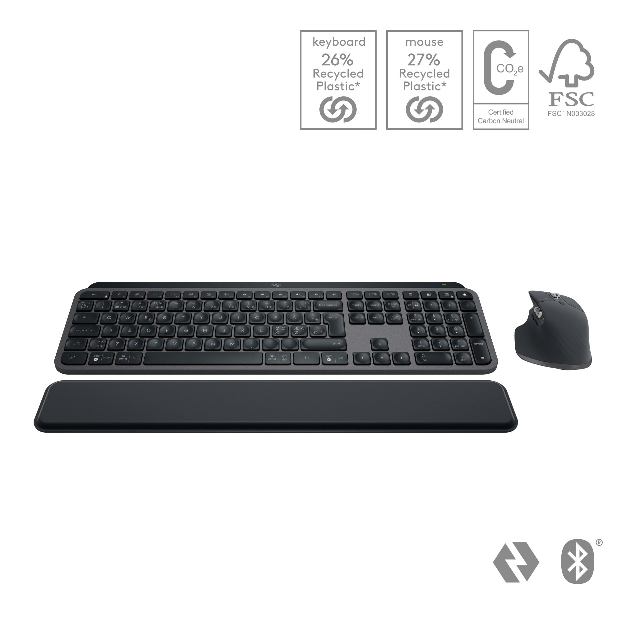 Logitech MX Keys S pakke med trådløs mus og tastatur (grafitt) - Elkjøp