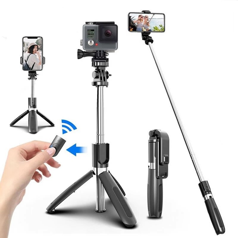 Selfiestang/mobilstativ med fjernkontroll, kompatibel med Gopro 19-100 cm -  Elkjøp
