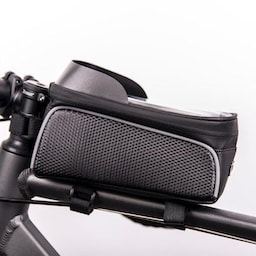Waterproof bike frame bag with shielded phone holder, Black