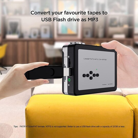 Ezcap kassett til MP3-konverter digital kassettspiller konverterer  kassetter til MP3 til USB-minnepinne Ingen datamaskin nødvendig - Elkjøp