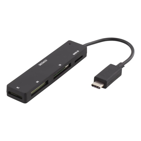 DELTACO USB 2.0 memory card reader, USB-C, 4-slot, black - Elkjøp