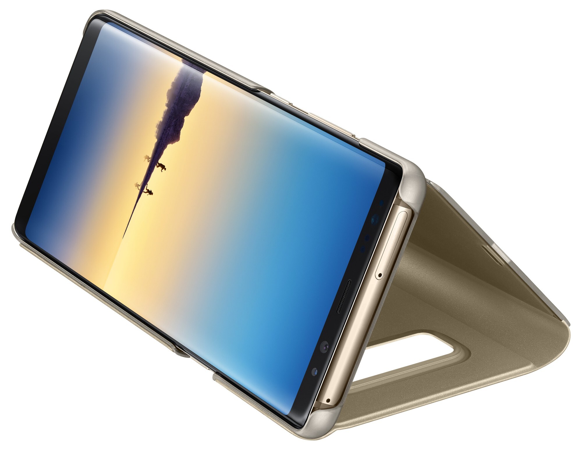 Samsung Galaxy Note 8 standing view mobildeksel (gull) - Deksler og etui  til mobiltelefon - Elkjøp