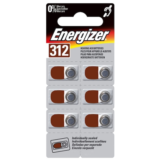Energizer batterier for høreapparat AC312E (6 stk) - Elkjøp
