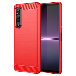 SKALO Sony Xperia 1 V Armor Carbon Stødsikker TPU-cover - Rød