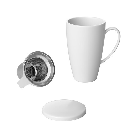 Kaffekopp Porselens kaffekrus med lokk og teinfuser - Elkjøp