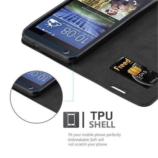 HTC Desire 626G lommebokdeksel case (svart) - Elkjøp