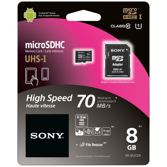 Sony Mikro SD minnekort 8 GB + adapter - Elkjøp