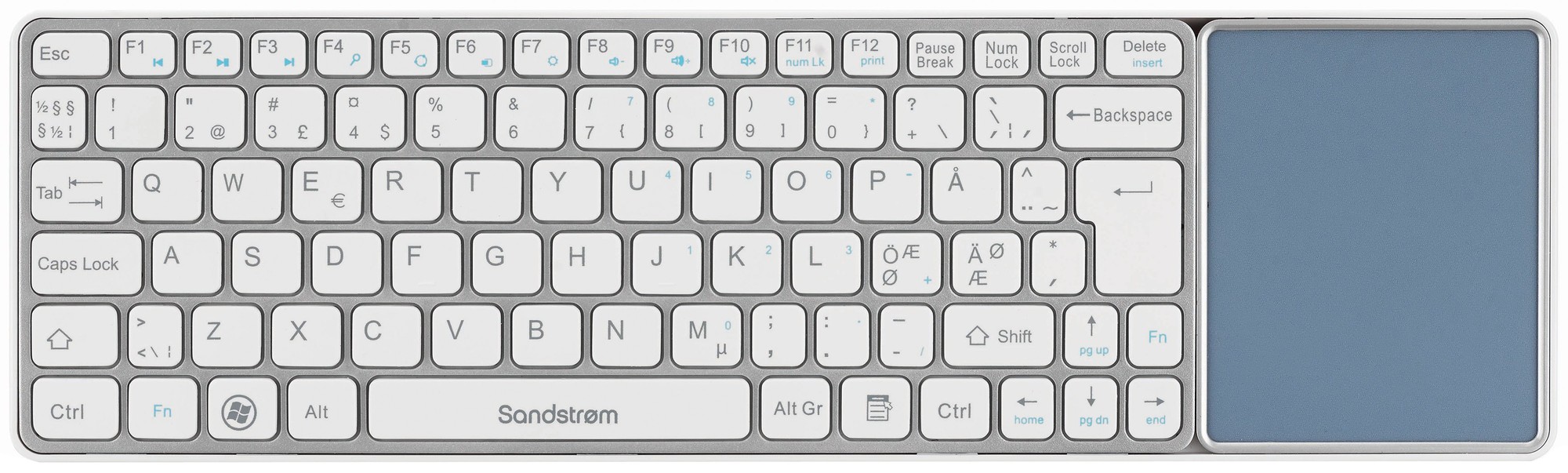 Sandstrøm Touch Compact trådløst tastatur (hvit) - Tastatur - Elkjøp