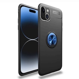 Slim Ring deksel Apple iPhone 15 - Svart/blå