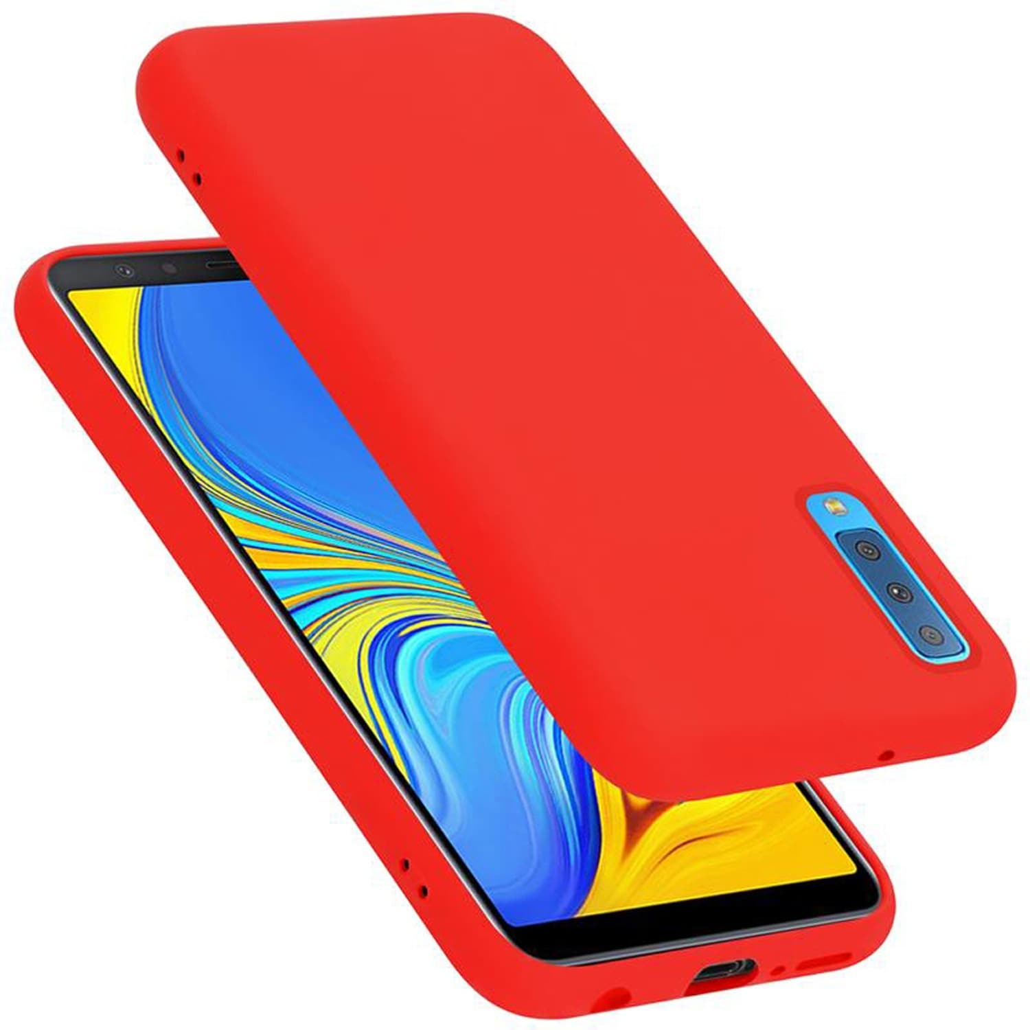 Samsung Galaxy A7 2018 silikondeksel case (rød) - Elkjøp