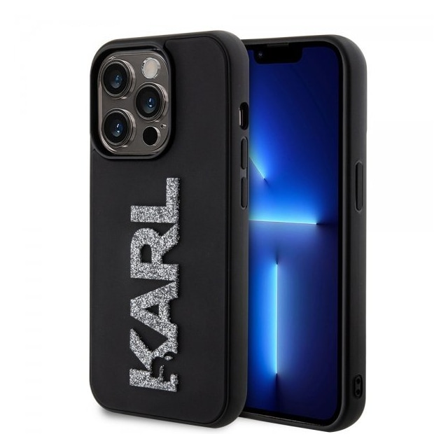 Karl Lagerfeld iPhone 15 Pro Deksel 3D Rubber Karl Svart