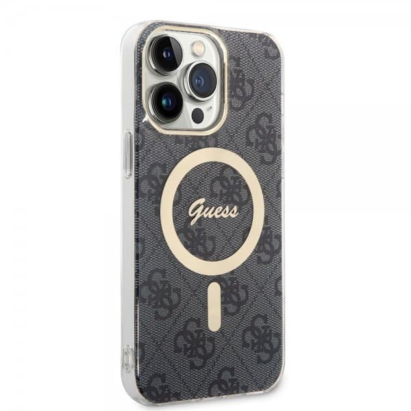 Guess iPhone 14 Pro Max Deksel 4G Pattern MagSafe Svart