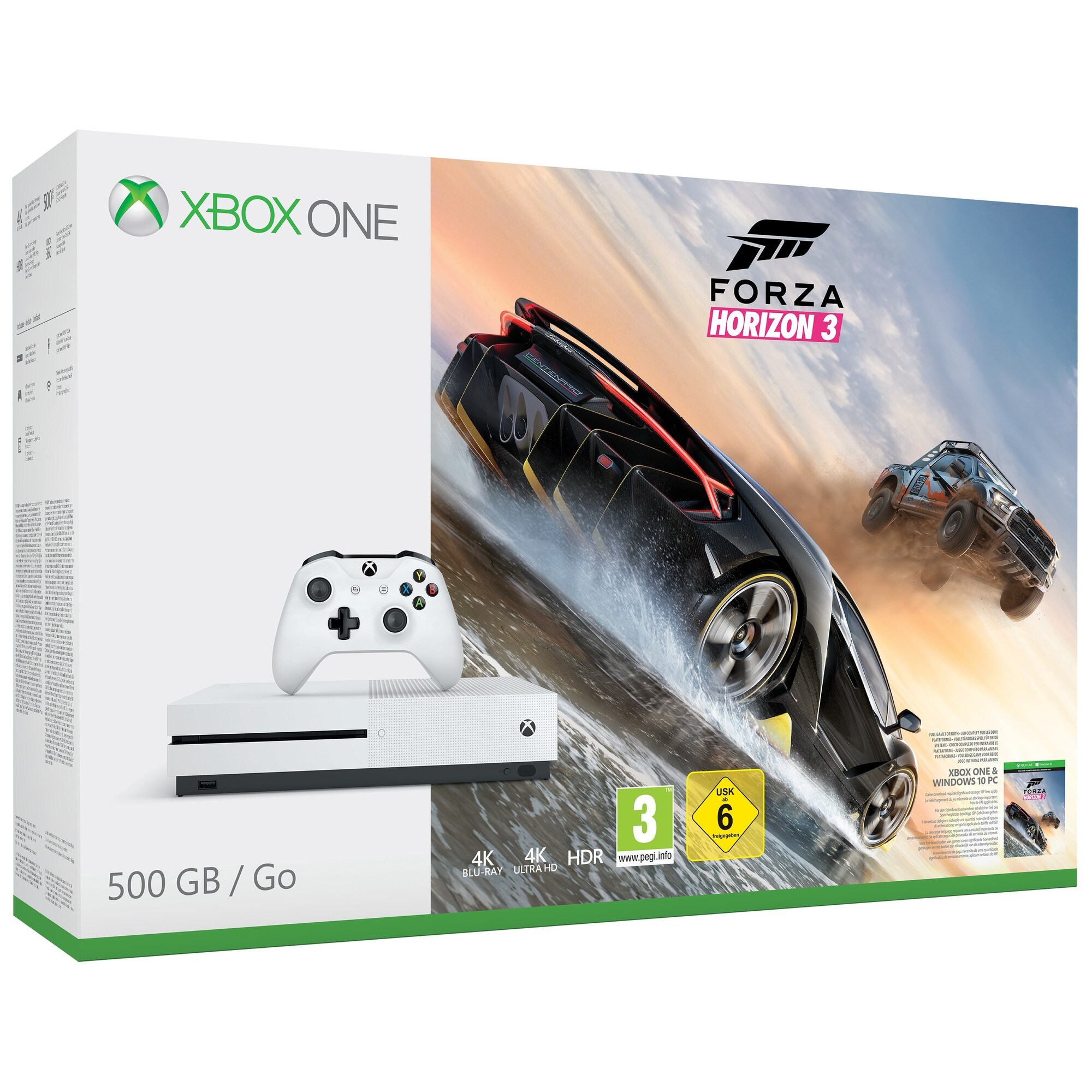 Xbox One S 500 GB Forza Horizon 3 spillpakke (hvit) - Elkjøp