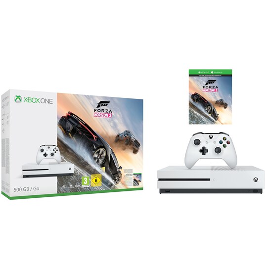 Xbox One S 500 GB Forza Horizon 3 spillpakke (hvit) - Elkjøp