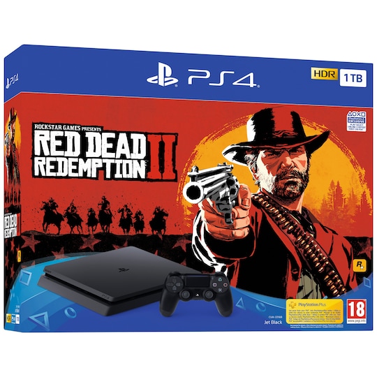 PlayStation 4 Slim 1 TB + Red Dead Redemption 2 - Elkjøp