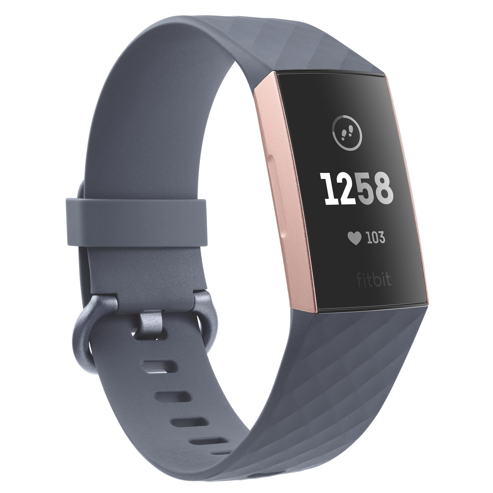 Fitbit Charge 3 aktivitetsarmbånd (blågrå/rosegullaluminium) - Elkjøp