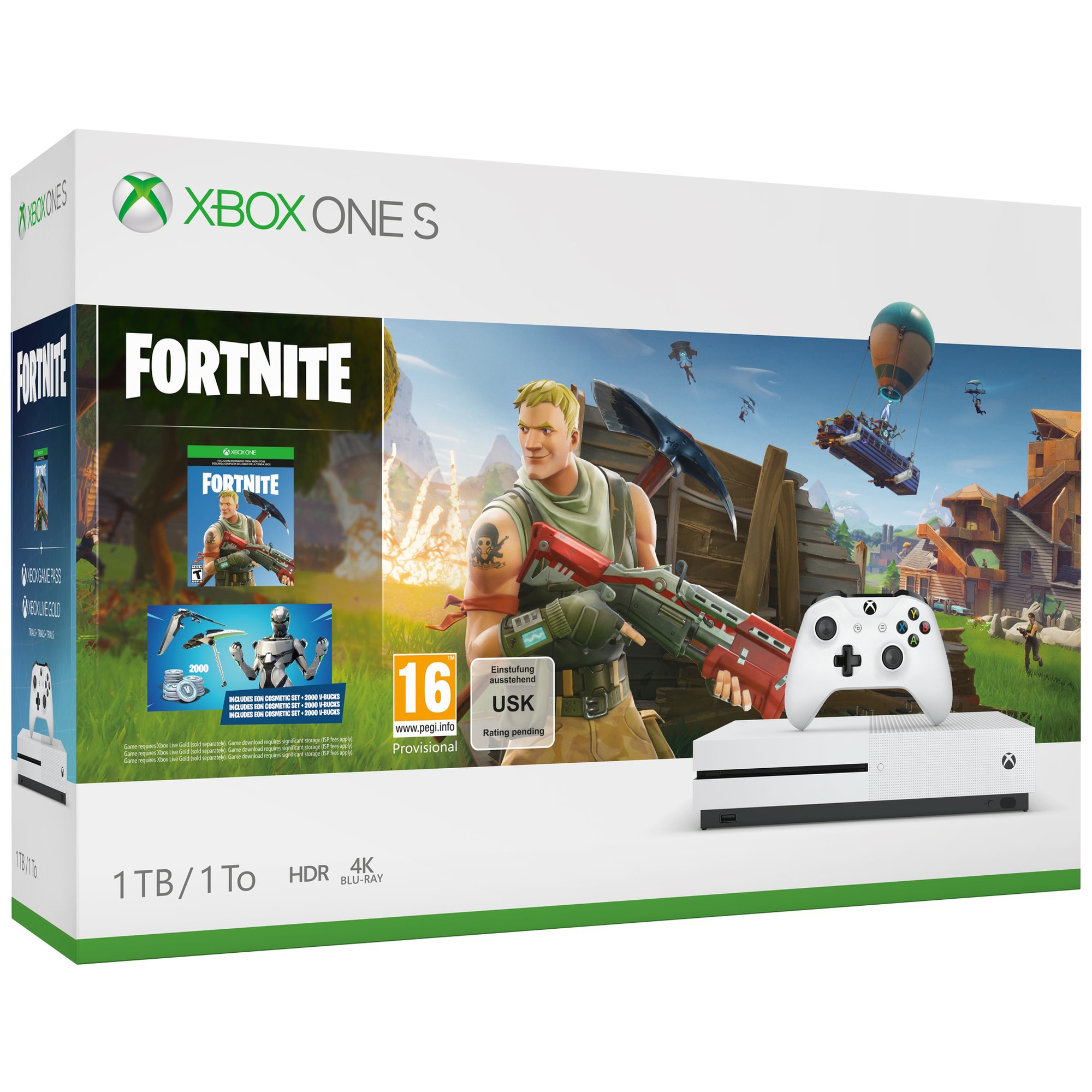 Xbox One S 1 TB + Fortnite-pakke (hvit) - Elkjøp