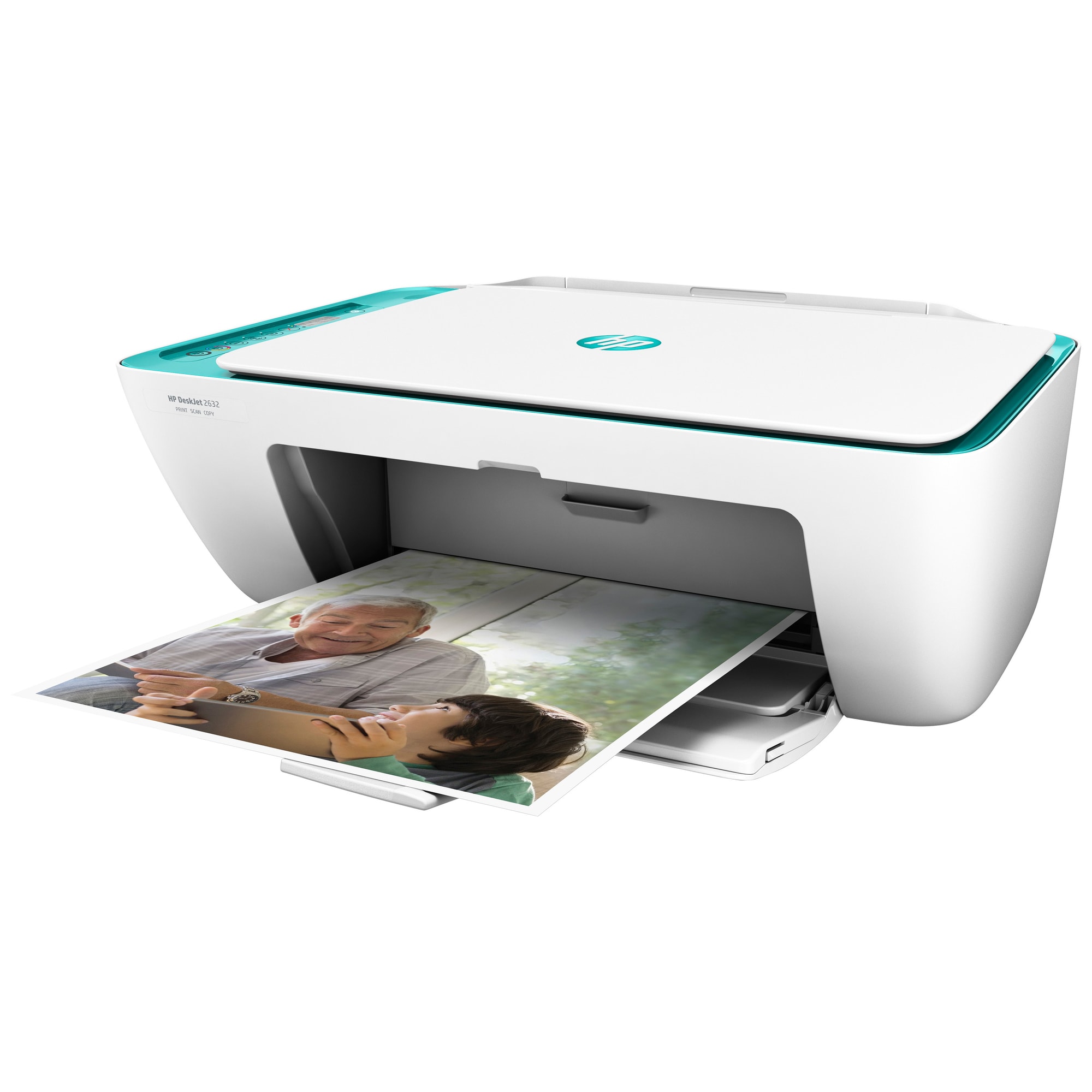 HP DeskJet 2632 AIO farge inkjet-skriver (hvit/turkis) - Elkjøp