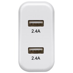 Chargeur Akses Blanc Adaptateur Voiture double USB 4.8A