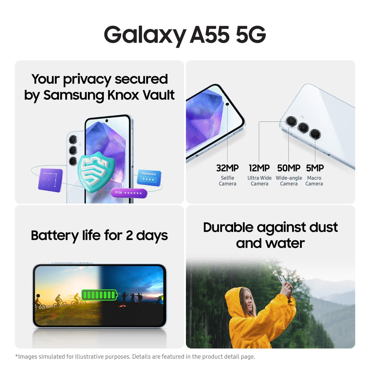 Samsung Galaxy A55 5G smarttelefon 8/256GB (marineblå)