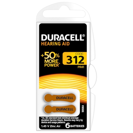 Duracell batteri til høreapparat DA312 (6 pakk) - Elkjøp