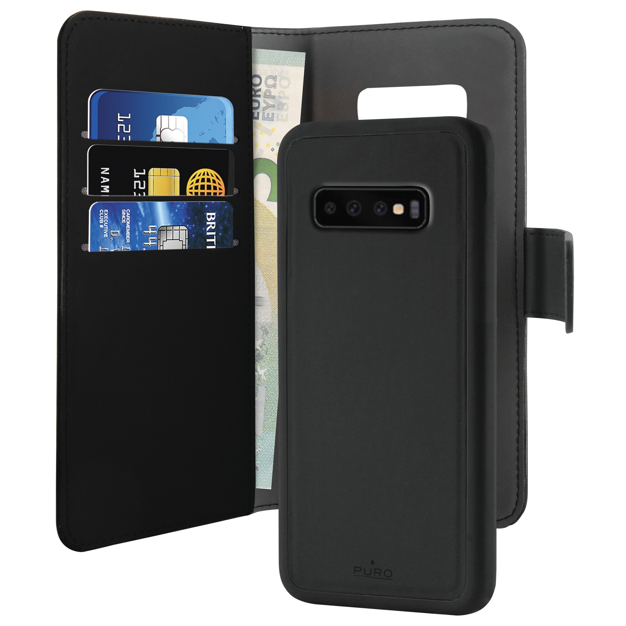Puro 2-i-1 lommebokdeksel til Samsung Galaxy S10 Plus (sort) - Deksler og  etui til mobiltelefon - Elkjøp
