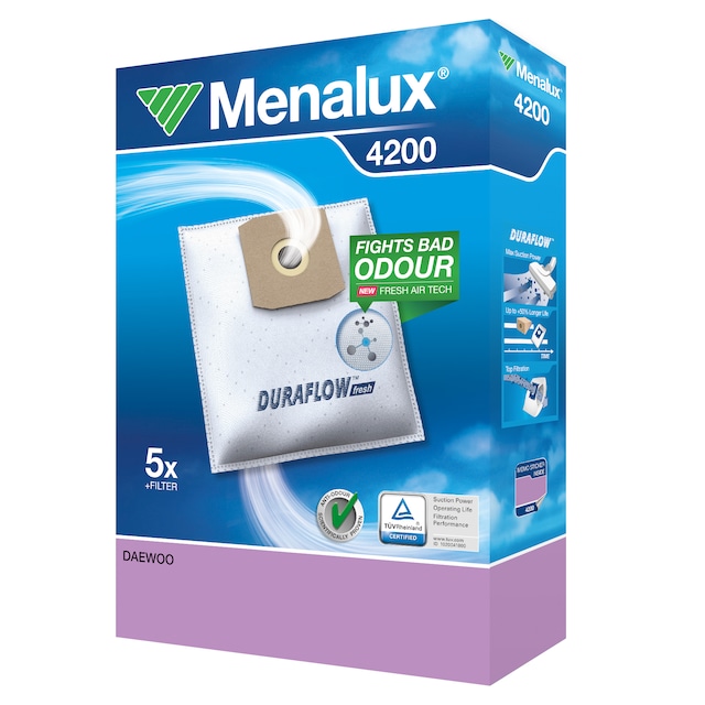 Menalux 4200 dammsugarpåsar (5 st) för Alaska/Daewoo/Far/Sharp/NEC