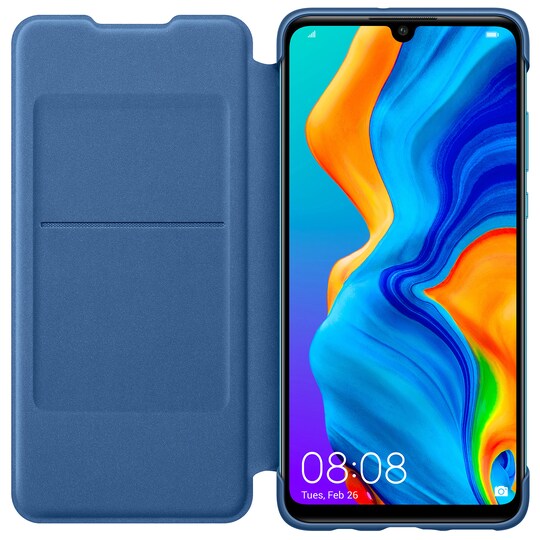 Huawei P30 Lite PU lommebokdeksel (blå) - Elkjøp