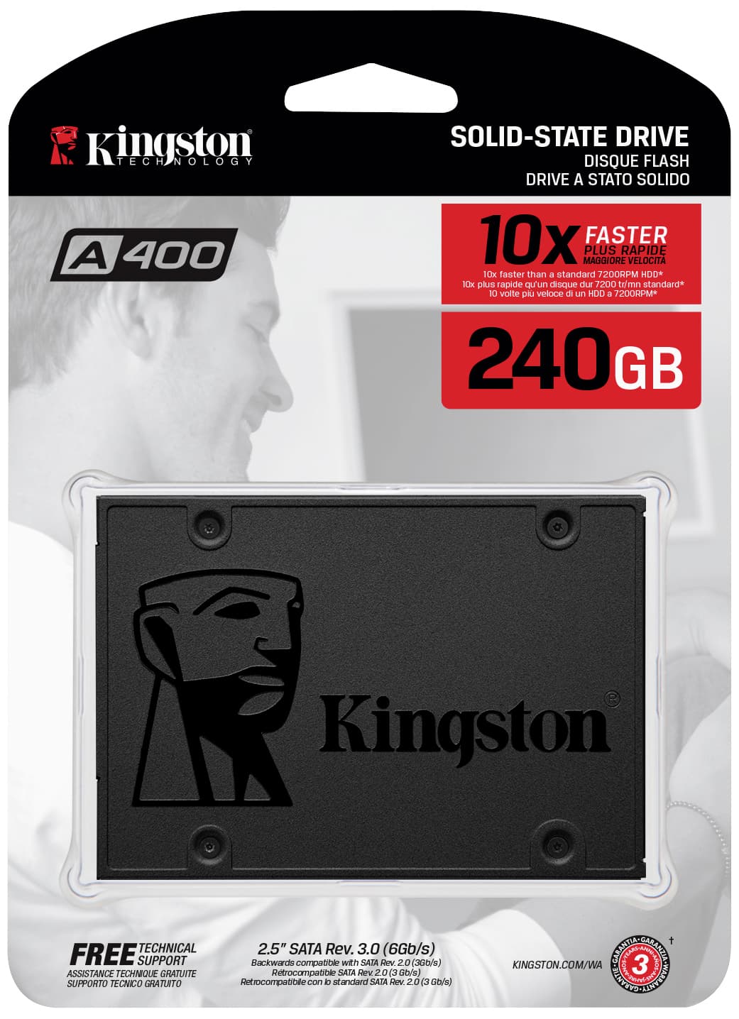 Kingston A400 (7 mm høy) intern SSD 240 GB