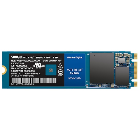 WD Blue SN500 NVMe PCIe M.2 intern SSD, 500 GB - Elkjøp